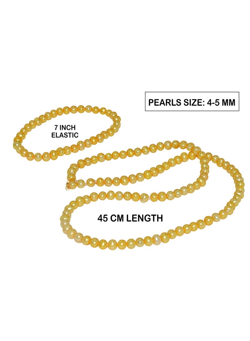 Vera Perla 18K Gold Pearl Strand Necklace With Bracelet  - Image 2