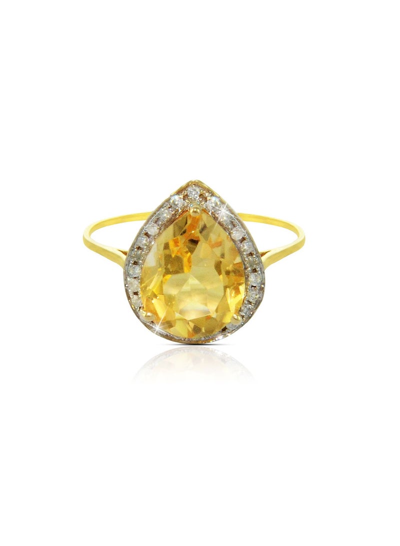 Vera Perla 18k Gold 10mm Genuine Drop Cut Citrine 0.12Ct Genuine Diamonds Ring  - Image 1