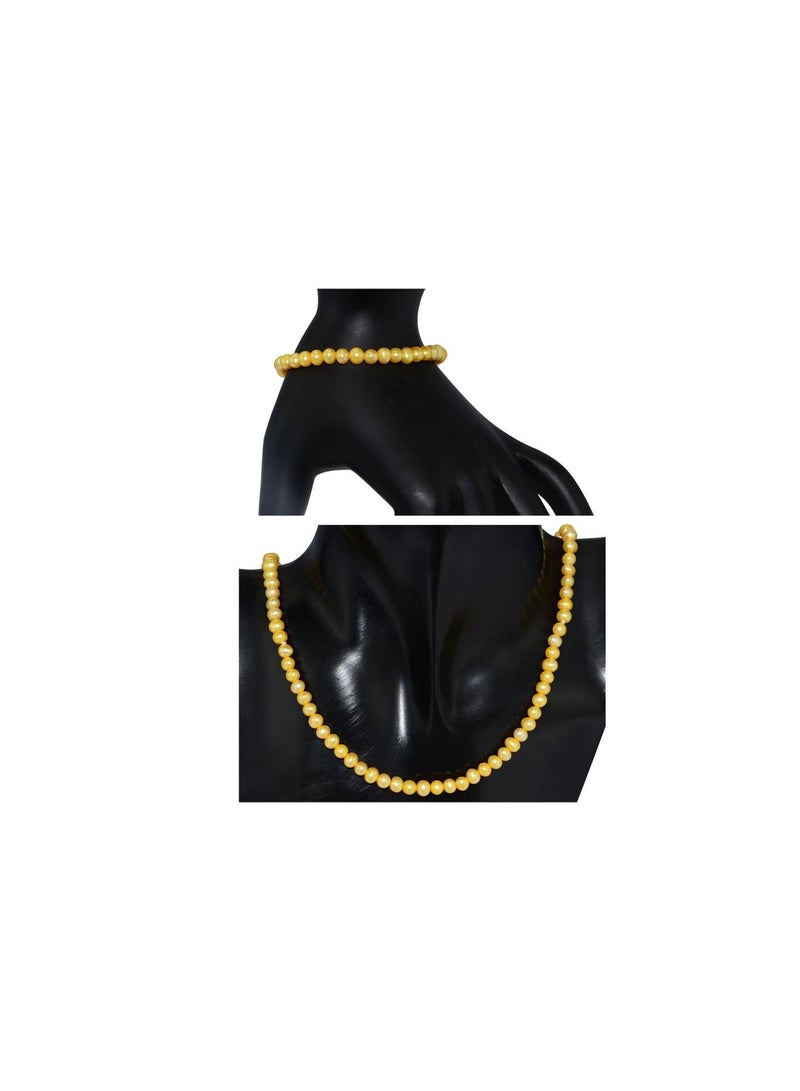 Vera Perla 18K Gold Pearl Strand Necklace With Bracelet  - Image 3