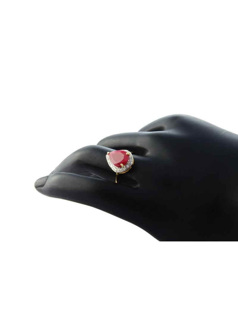 Vera Perla 18k Gold 10mm Genuine Drop Cut Ruby 0.12Ct Genuine Diamonds Ring  - Image 2