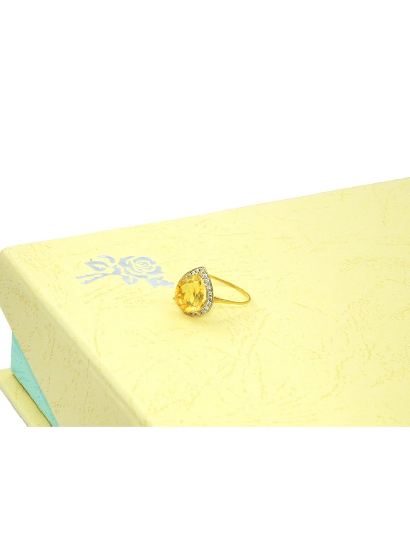 Vera Perla 18k Gold 10mm Genuine Drop Cut Citrine 0.12Ct Genuine Diamonds Ring  - Image 2