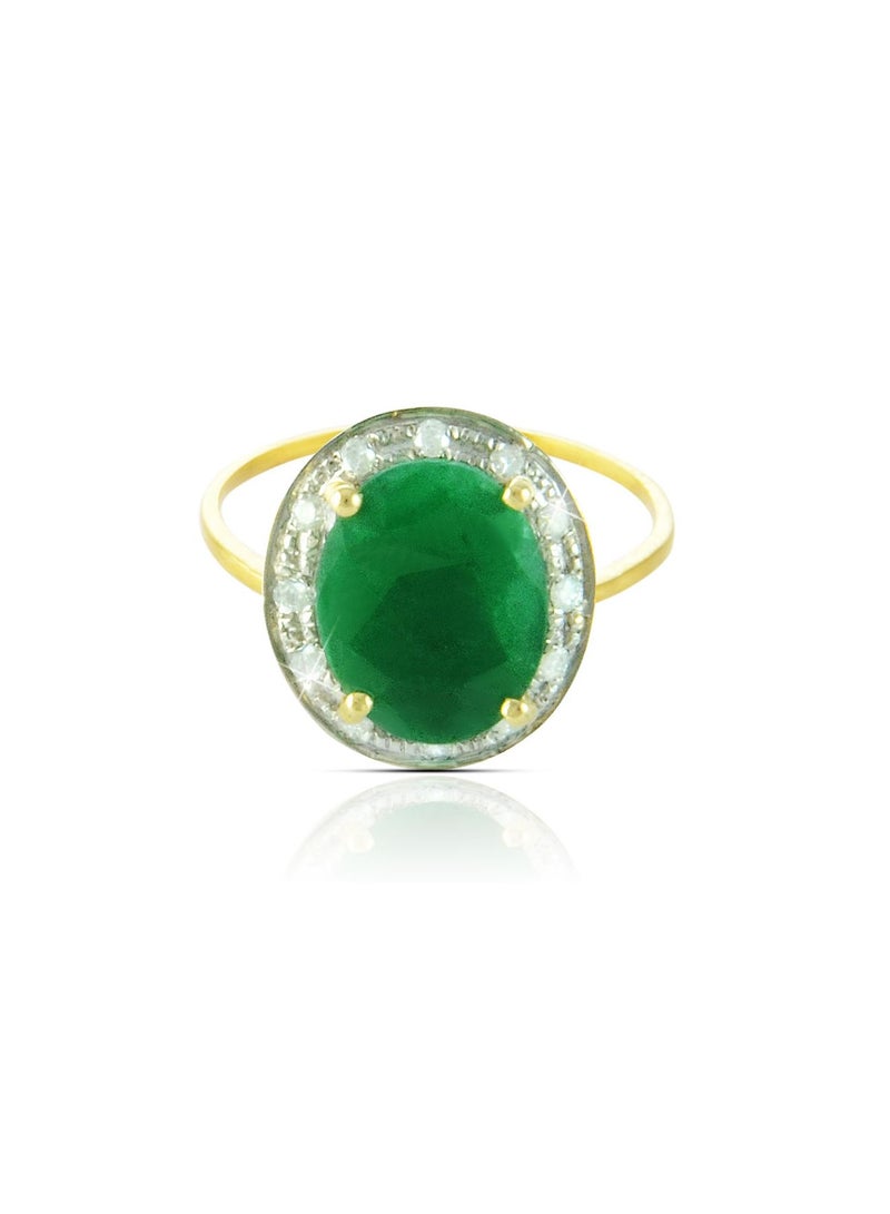 Vera Perla 18k Gold 10mm Genuine Oval Cut Emerald 0.12Ct Genuine Diamonds Ring  - Image 1