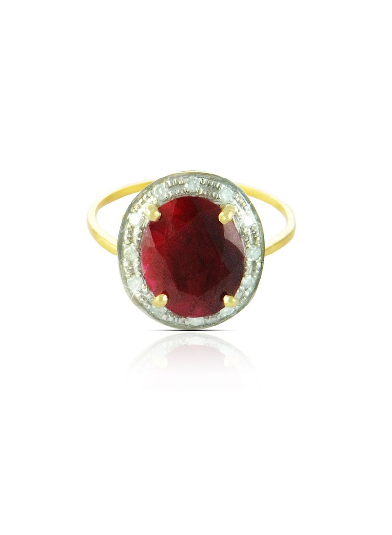 Vera Perla 18k Gold 10mm Genuine Oval Cut Ruby 0.12Ct Genuine Diamonds Ring  - Image 1