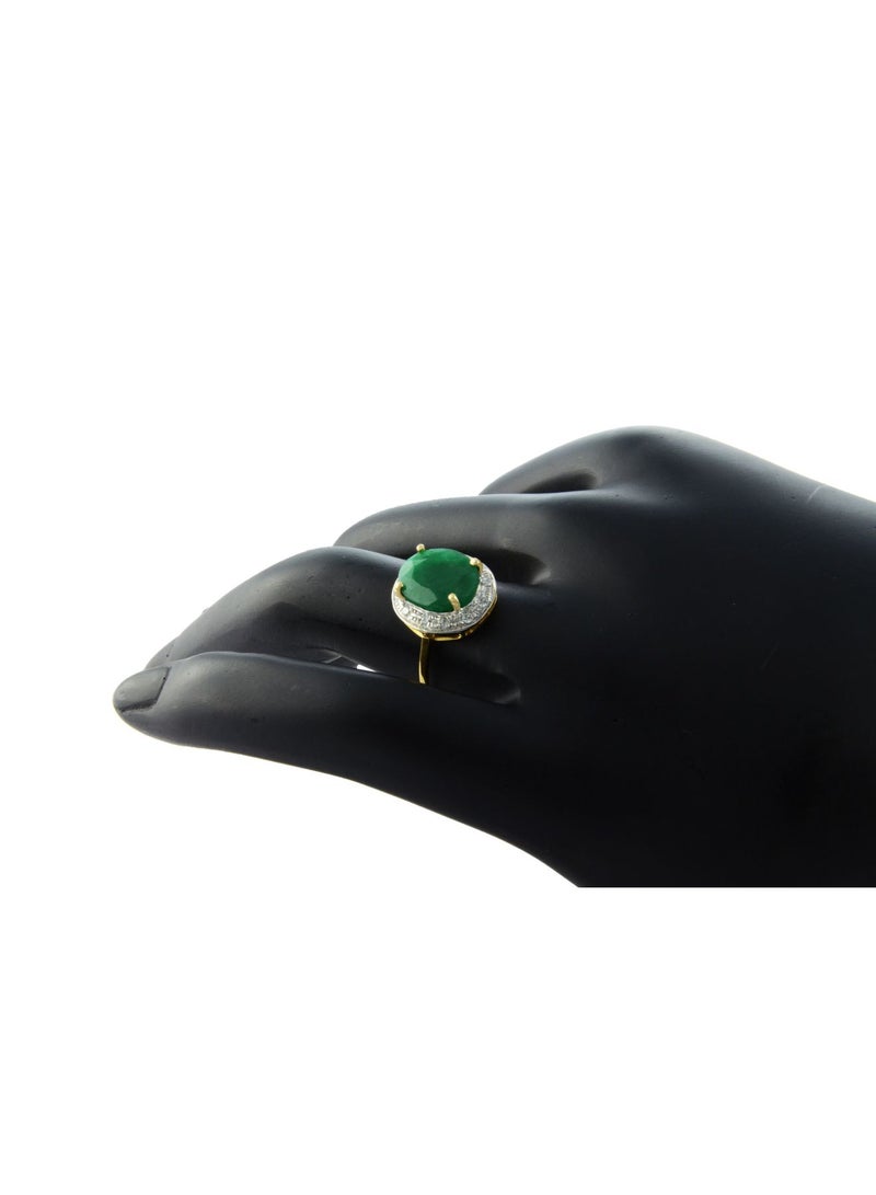 Vera Perla 18k Gold 10mm Genuine Oval Cut Emerald 0.12Ct Genuine Diamonds Ring  - Image 2