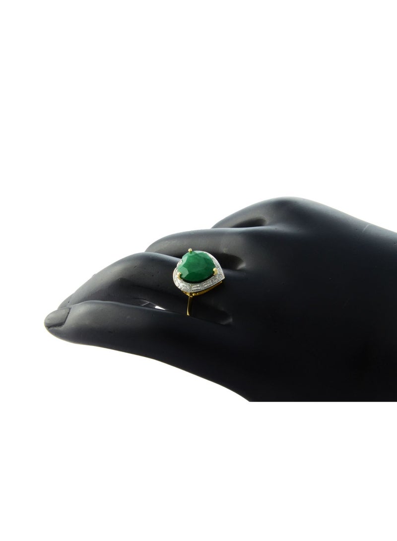 Vera Perla 18k Gold 10mm Genuine Heart Cut Emerald 0.13Ct Genuine Diamonds Ring  - Image 2