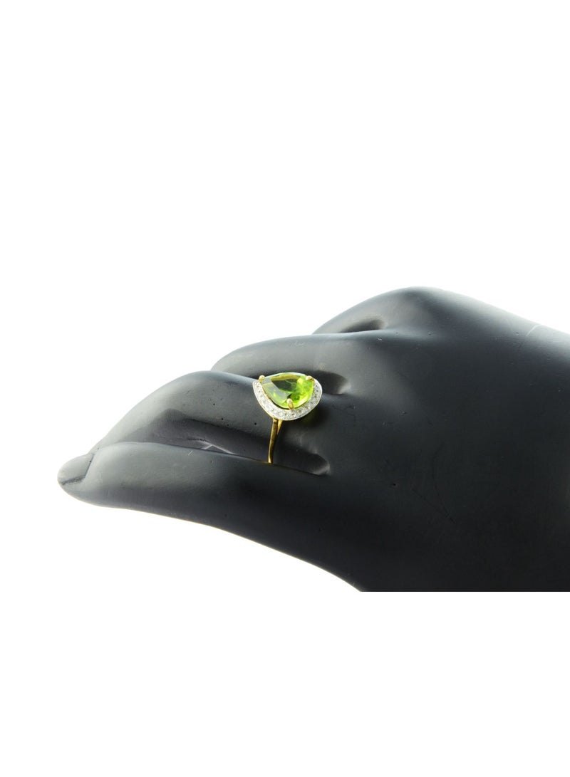 Vera Perla 18k Gold 10mm Genuine Drop Cut Peridot 0.12Ct Genuine Diamonds Ring  - Image 3