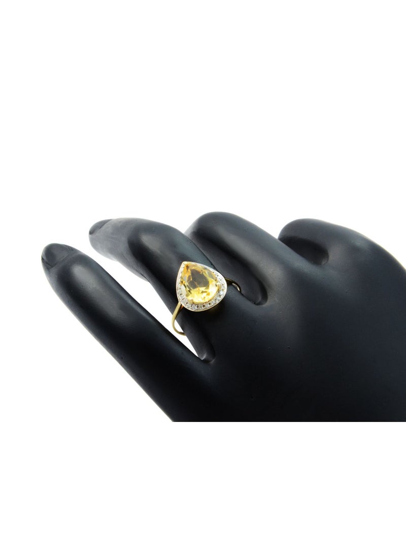 Vera Perla 18k Gold 10mm Genuine Drop Cut Citrine 0.12Ct Genuine Diamonds Ring  - Image 3