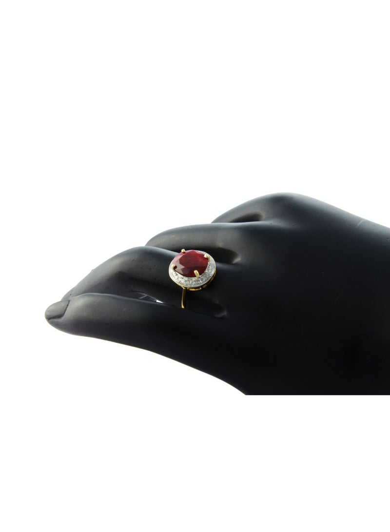 Vera Perla 18k Gold 10mm Genuine Oval Cut Ruby 0.12Ct Genuine Diamonds Ring  - Image 2