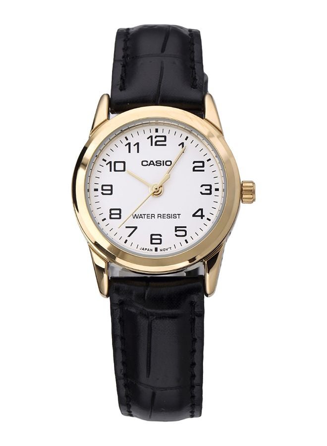 كاسيو ساعة يد كوارتز بعقارب وسوار من الجلد طراز LTP-V001GL-7BUDF - 25 مم - لون أسود للنساء - Image 1