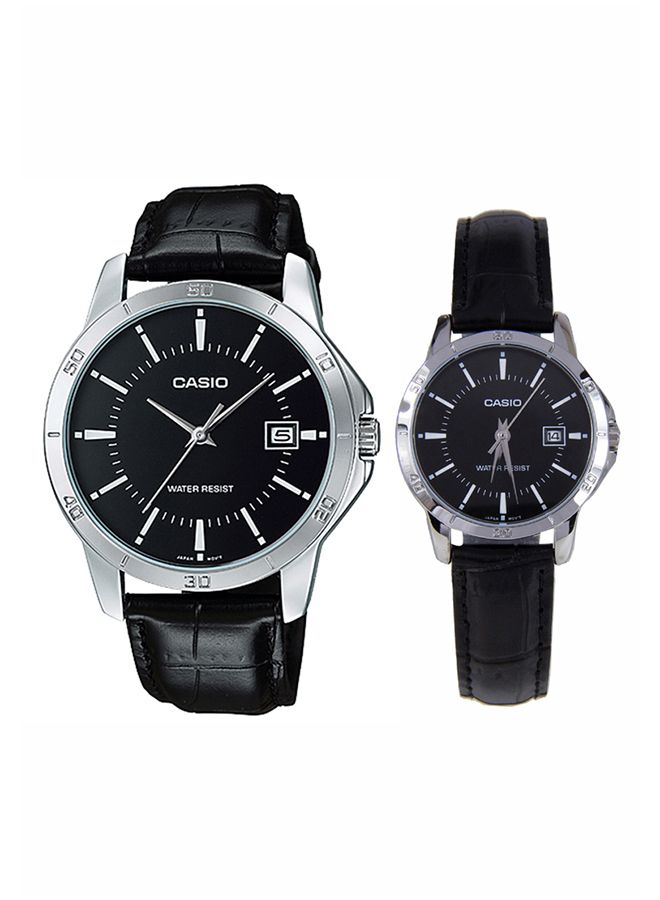 CASIO Leather Analog Watch Set MTP/LTP-V004L-1A  - Image 1