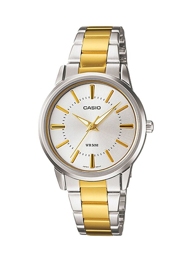 CASIO Women's Fabric Analog Quartz Watch MTP-1303SG-7AVDF - 40 mm - Silver/Gold - Image 1