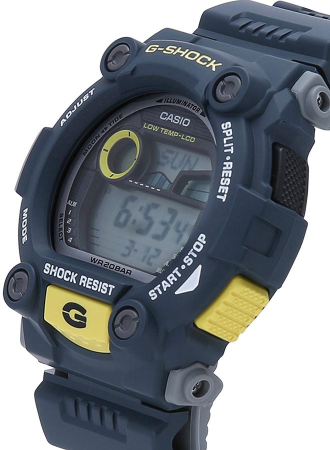 جي شوك ساعة يد رقمية دائرية الشكل بسوار من المطاط مقاس 49 مم - لون أزرق طراز G-7900-2DR للرجال - Image 2