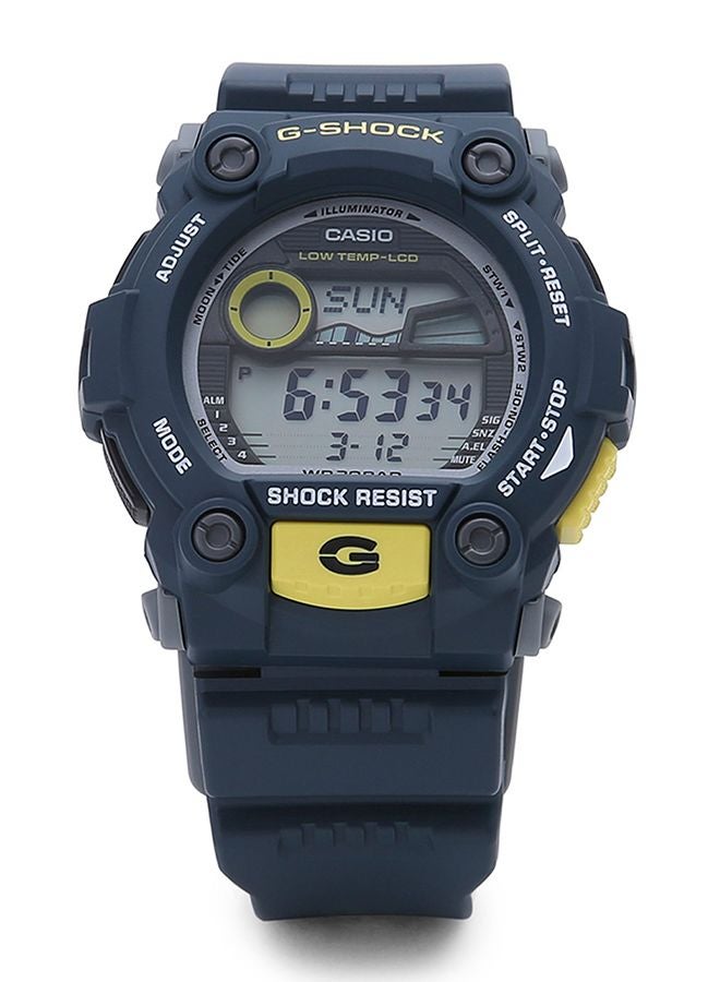 جي شوك ساعة يد رقمية دائرية الشكل بسوار من المطاط مقاس 49 مم - لون أزرق طراز G-7900-2DR للرجال - Image 1