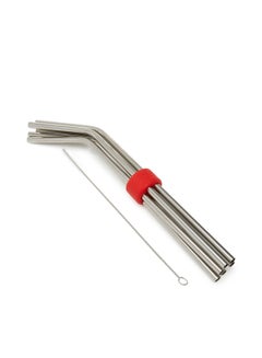 8-Piece Stainless Steel Straw Set Silver