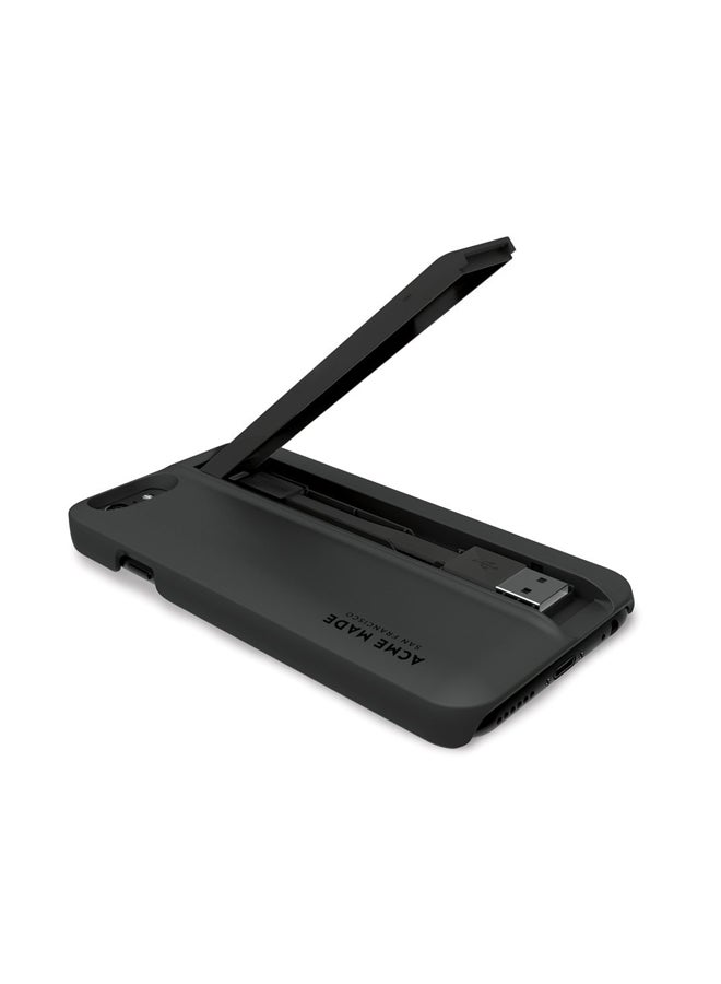 Acme Made Charge Cell Phone Case For iPhone 6/6s With Built-In MFI Certified Lightning Cable Black - Image 1