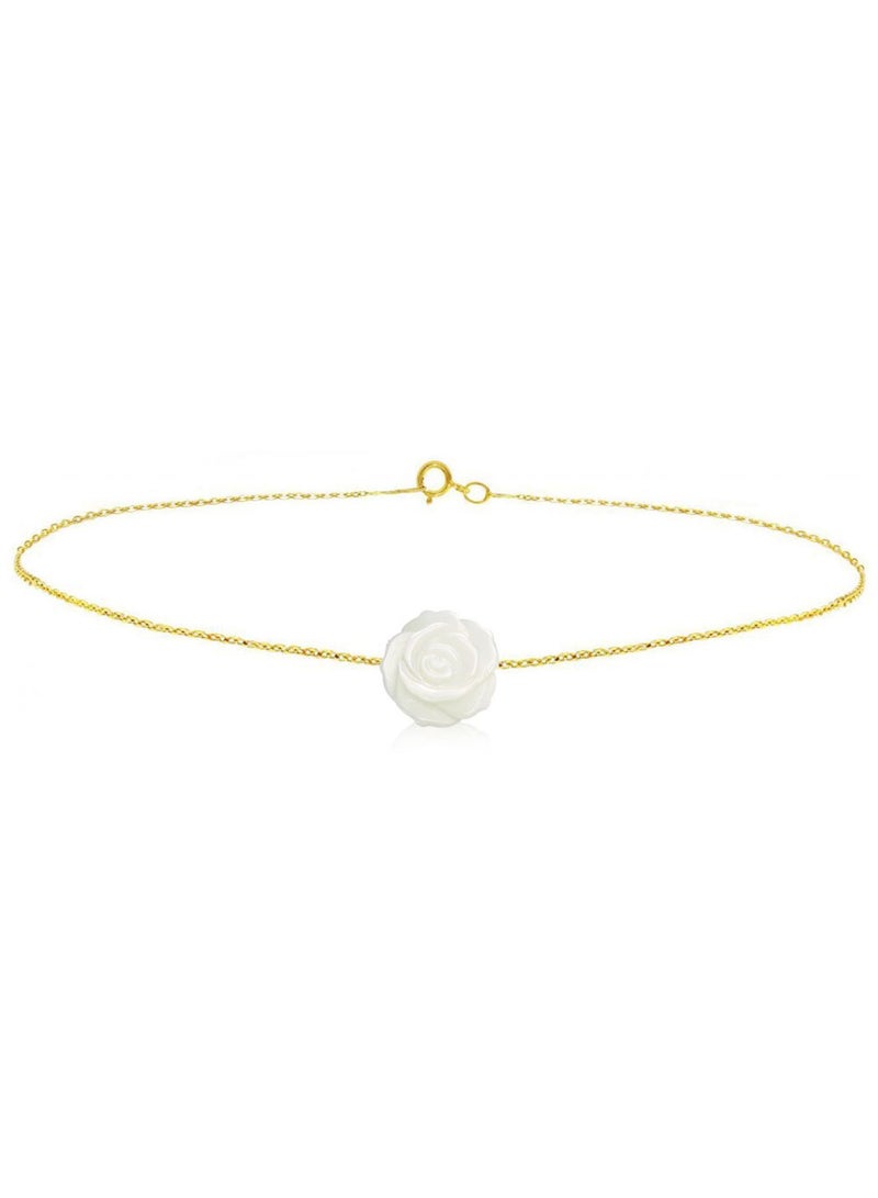Vera Perla 18 Karat Gold Carved Mother Of Pearl Shell Bracelet  - Image 3