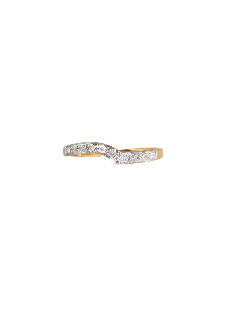 Vera Perla 18K And Yellow Gold 0.10Cts Genuine Diamonds Twisted Eternity Band Ring  - Image 1