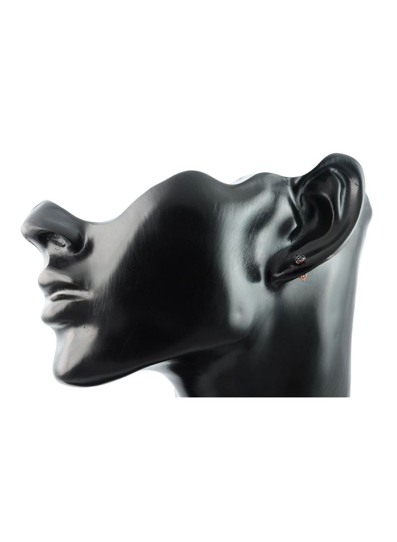 Vera Perla 18 Karat Solid Black And Rose Gold 0.14Cts Black Diamond Solitaire Screw Back Earrings  - Image 3