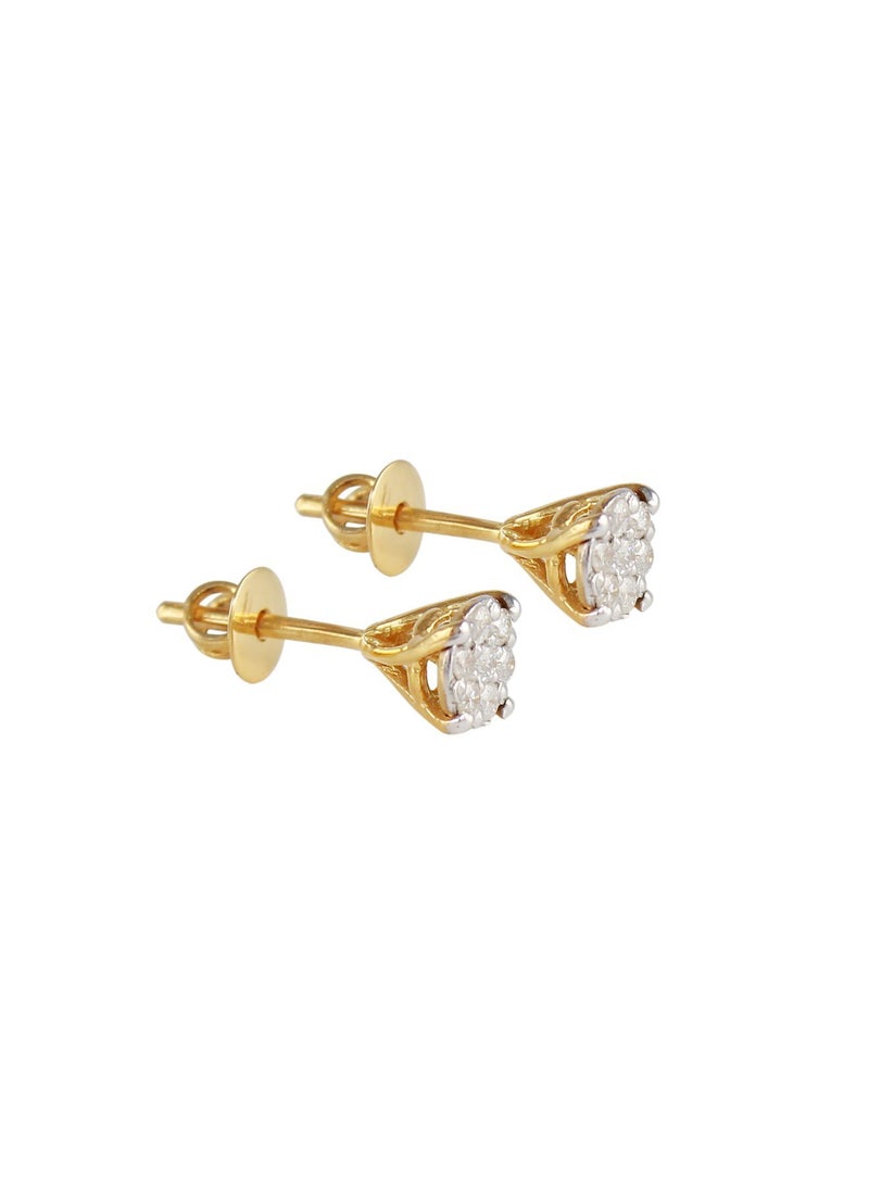 Vera Perla 18K Solid Yellow Gold And 0.14Cts Genuine Diamonds Twisted Solitaire Push Back Earrings - Image 2