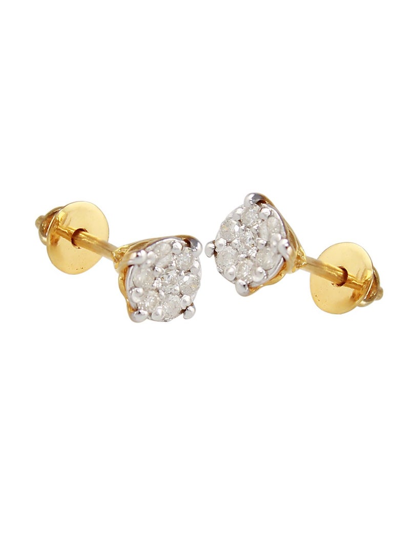 Vera Perla 18K Solid Yellow Gold And 0.14Cts Genuine Diamonds Twisted Solitaire Push Back Earrings - Image 1