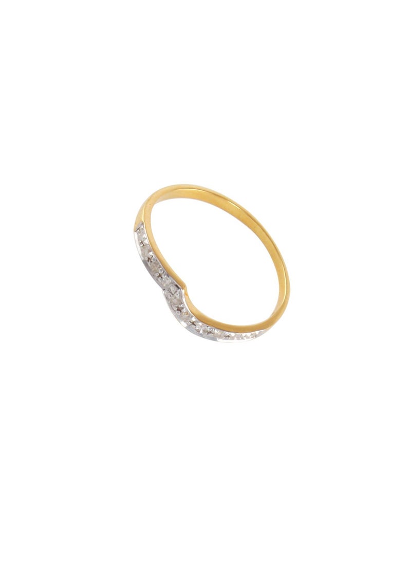 Vera Perla 18K And Yellow Gold 0.10Cts Genuine Diamonds Twisted Eternity Band Ring  - Image 3