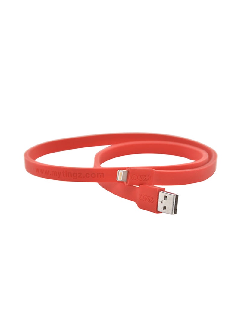 TINGZ - Silicon Cable MFI Lightning To USB Cable Red - Image 1