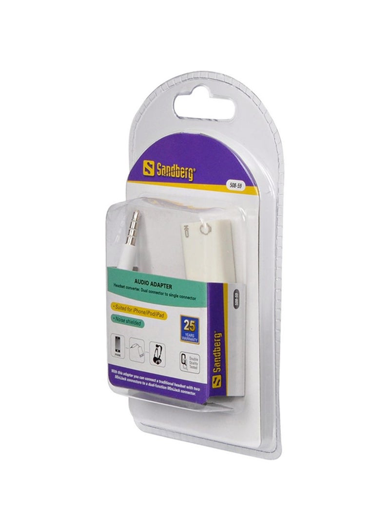 Sandberg Dual To Single Headset Converter White  - Image 2
