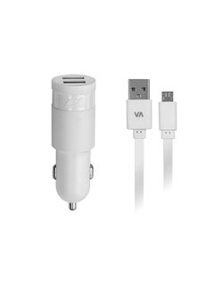 RivaCase Rivapower VA 4223 WD1 DC Car Charger With MicroUSB Cable White  - Image 1