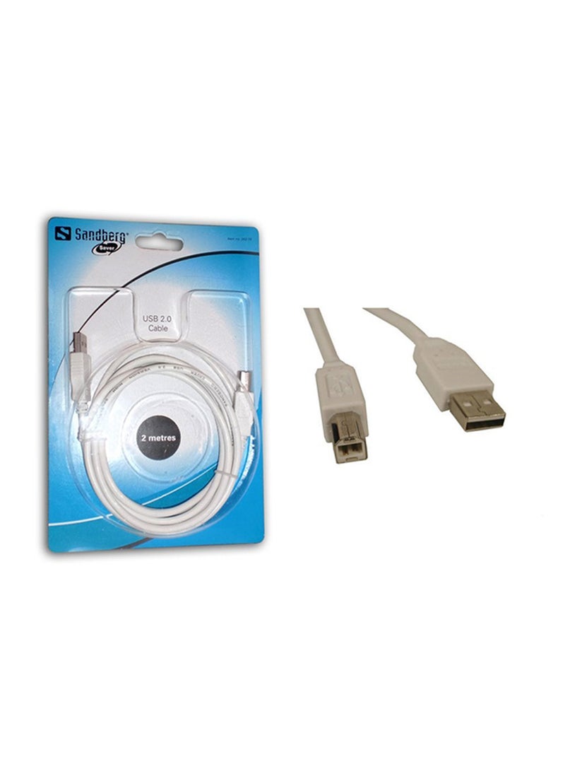 Sandberg USB2 A-B SAVER Cable White 