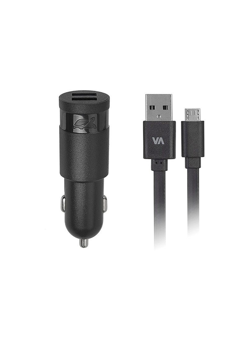 RivaCase - Rivapower VA 4222 BD1 DC Car Charger With MicroUSB Cable Black - Image 1