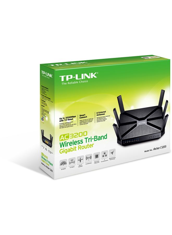 TP-LINK - AC3200 Tri-Band Gigabit Router 3200 Mbps Black - Image 1