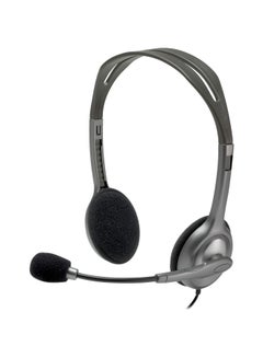 Logitech H111 Stereo Headphones, Bi-directional Microphones Type, Adjustable Headband, 1.3m Cable Length, 3.5mm Audio Jack, Black/Grey  - Image 1