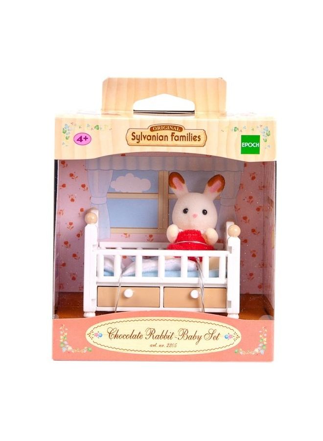 Sylvanian Families Chocolate Rabbit Baby Set (Baby Bed)