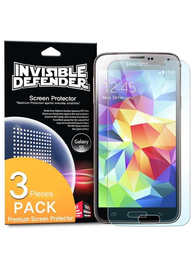 Ringke Pack Of 3 Invisible Defender HD Screen Protector For Samsung Galaxy S5 Clear - Image 1