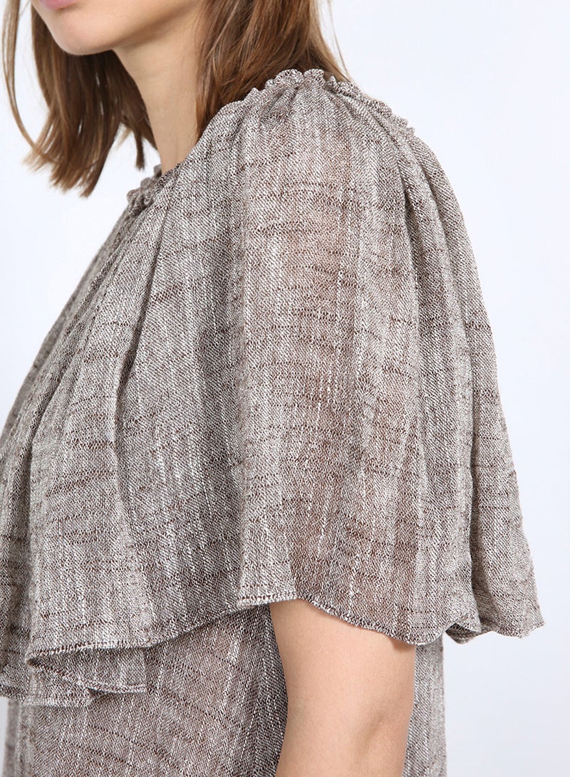 Azzalia - Gathered Neckline Kaftan Brown - Image 1