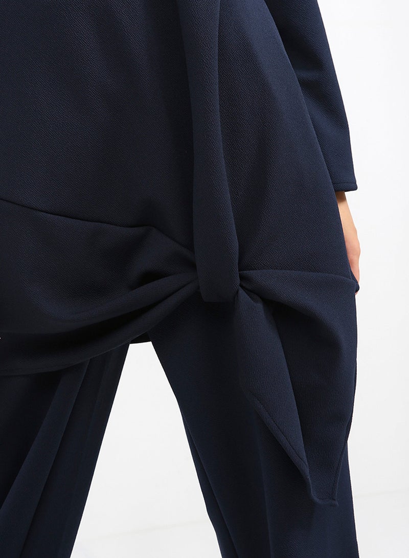 ميلا بلوزة مزينة بعقدة أزرق داكن - Image 4