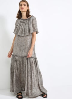Gathered Neckline Kaftan Brown