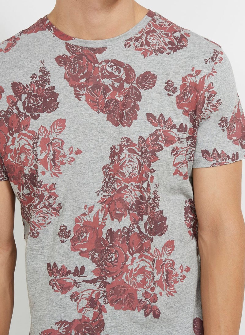 Six Valves Round Neck Printed T-Shirt Red Printed  - Image 4