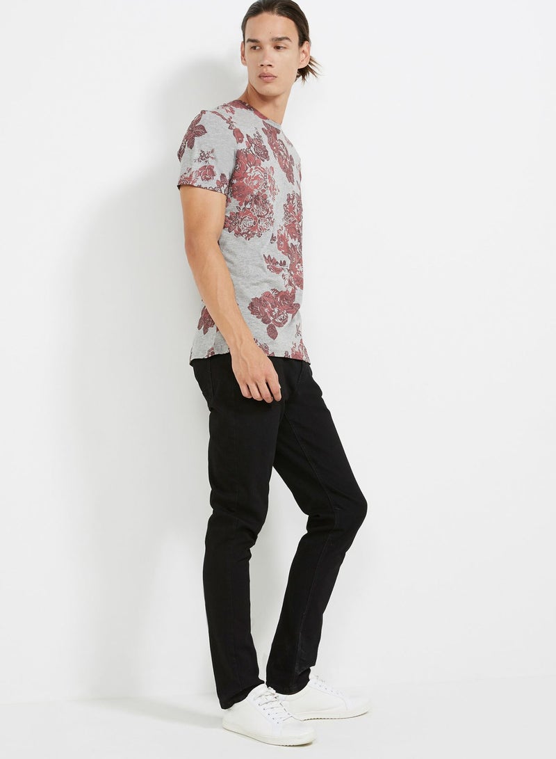Six Valves Round Neck Printed T-Shirt Red Printed  - Image 3