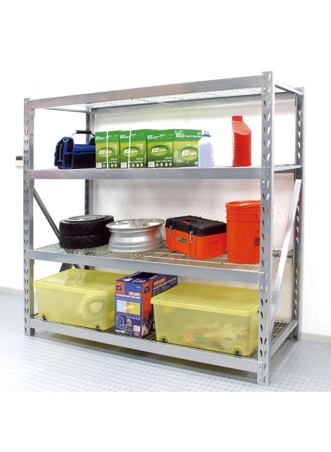 Tactix Tactix Heavy Duty Ultimax 4 Shelf Wire Rack, Adjustable Shelves, Powder-Coated Industrial Steel Construction, Ideal for Home, Garage and Warehouse, Dimensions: 195.5 x 61 x 183 cm- 329050 Silver  - Image 2