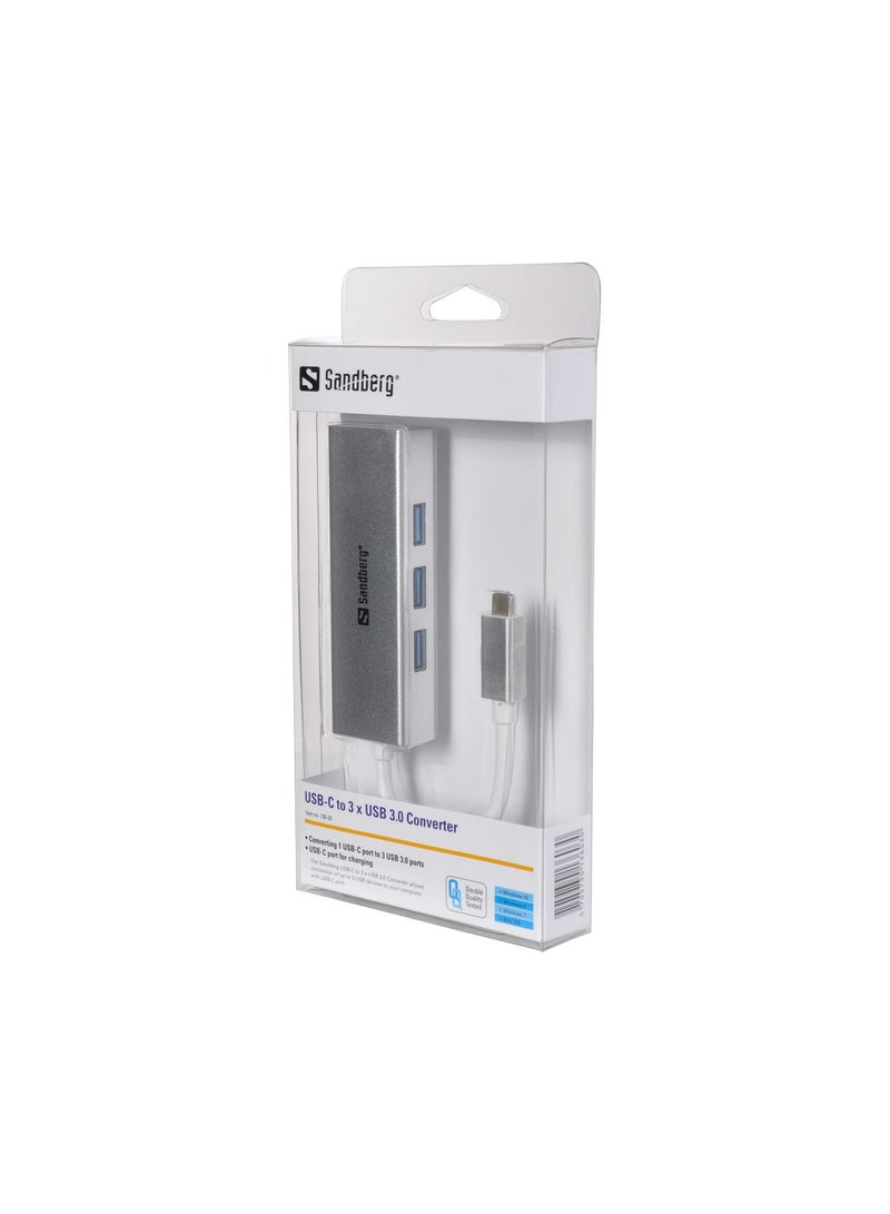 Sandberg USB-C To 3xUSB 3.0 Converter Aluminium/White  - Image 2