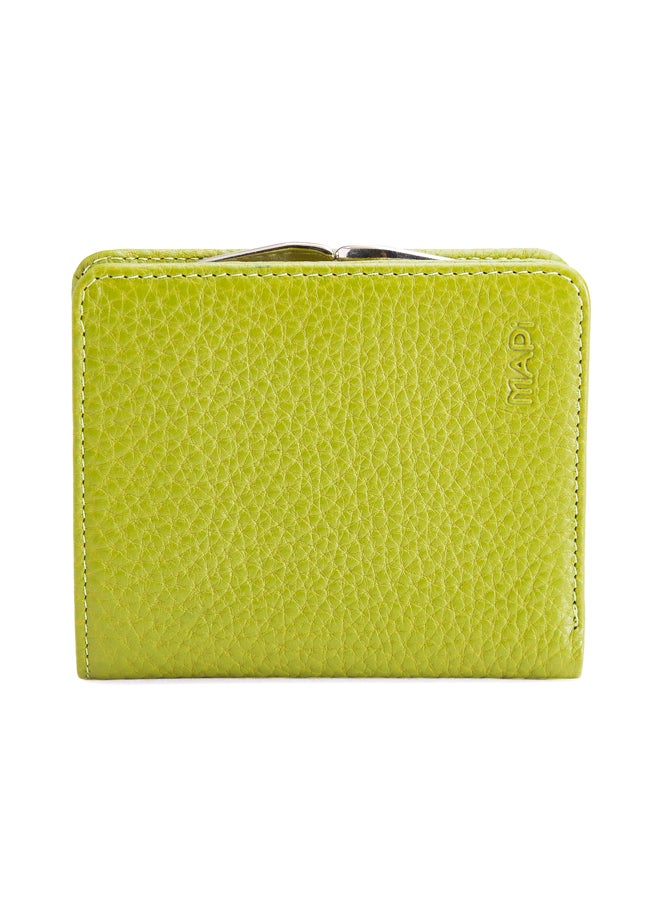 MAPi Pebbled Leather Kisslock Wallet Green - Image 1