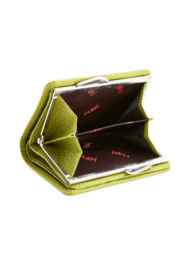 MAPi Pebbled Leather Kisslock Wallet Green - Image 3