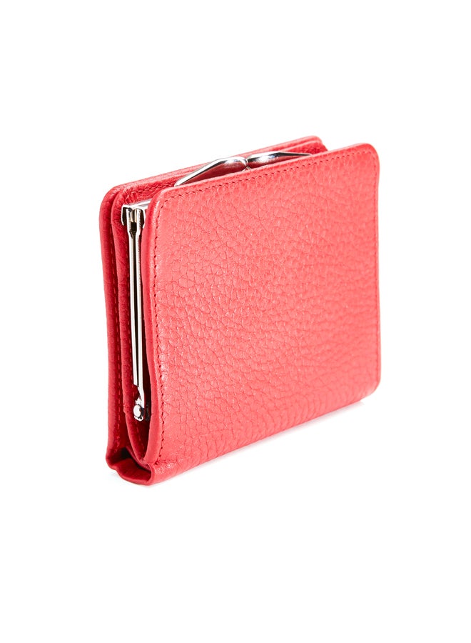 MAPi Pebbled Leather Kisslock Wallet Red - Image 2