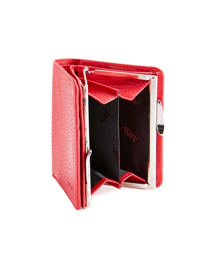 MAPi Pebbled Leather Kisslock Wallet Red - Image 3