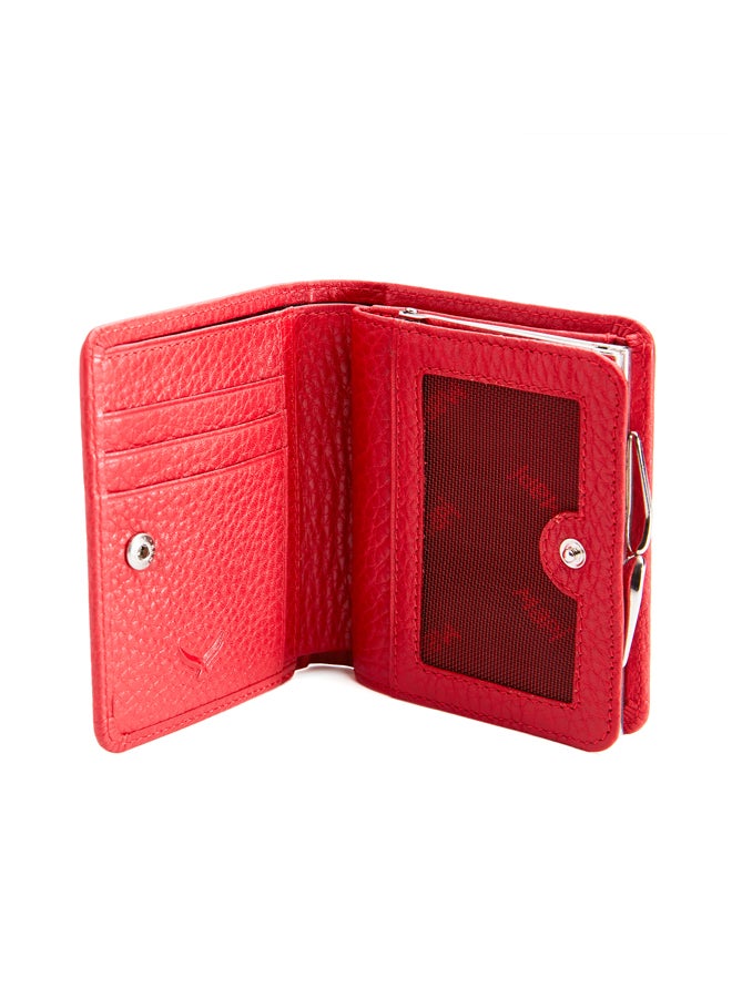 MAPi Pebbled Leather Kisslock Wallet Red - Image 4