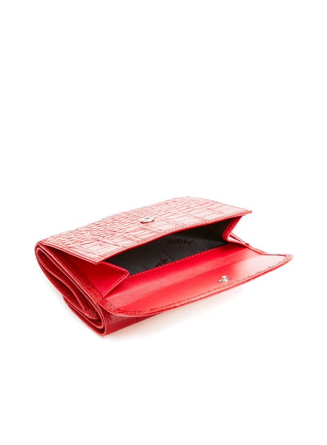 MAPi Croc Embossed Leather Tri-fold Wallet Red - Image 4