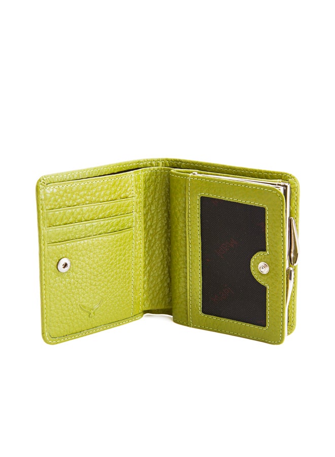 MAPi Pebbled Leather Kisslock Wallet Green - Image 4