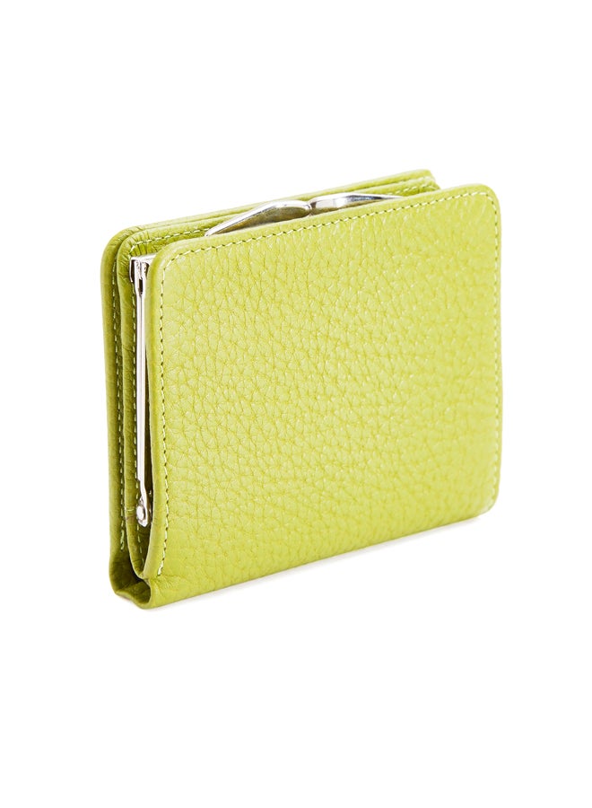 MAPi Pebbled Leather Kisslock Wallet Green - Image 2
