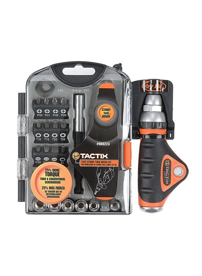 Tactix 25-Piece Mini Torq Driver Set TTX-900223 Black/Orange